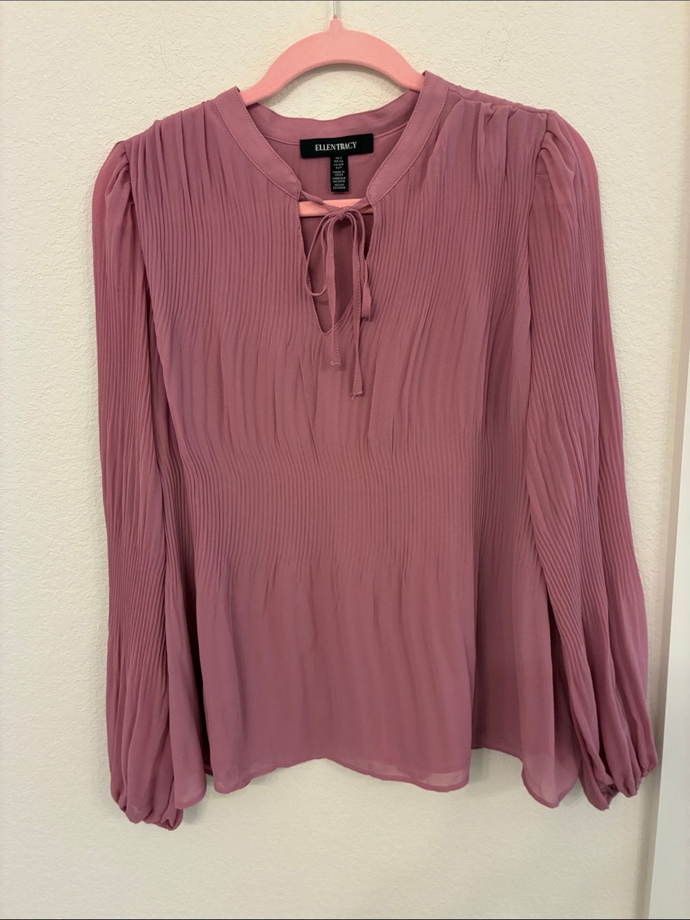 Ellen Tracy Pleated Blouse | Dusty Rose | NWT, Neutral Tone  Small Fits S/M